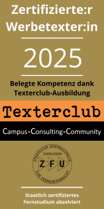 Siegel - zertifizierte Werbetexterin