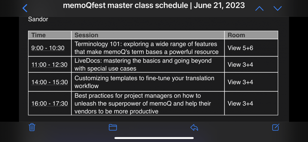 Bei den memoQ-Masterclasses ging es um Terminologie, Tipps und Tricks für Korpora, das Feinjustieren von Projektvorlagen und Best Practices für Projektmanager